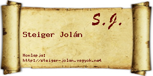 Steiger Jolán névjegykártya